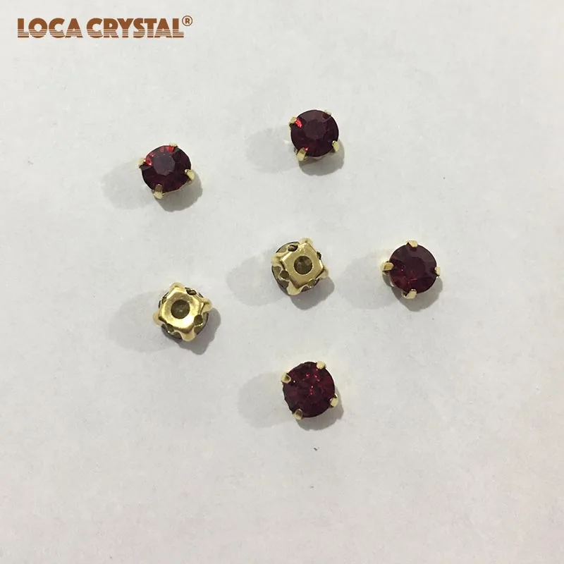 Круглая форма Сиам Цвет пришить на горный хрусталь с когтями свободные бусины 50