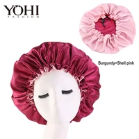 2019 new satin bonnet double layer adjustable size sleep night cap head cover bonnet hat for curly springy hair accessories