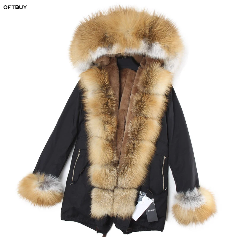 OFTBUY/2021 пальто с натуральным мехом зимняя куртка для женщин лисьим меховым