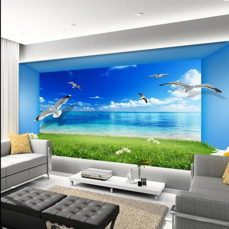 3d стереоскопические обои beibehang для гостиной с изображением Морского Пейзажа