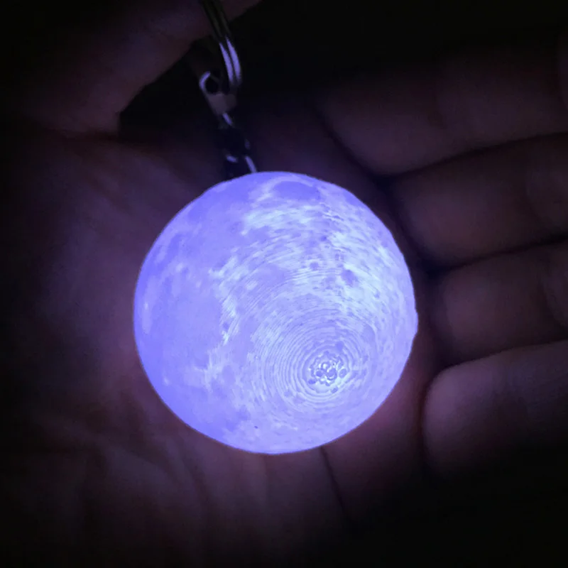 

Mini 3D Print Moon Lamp 4cm LED Night Lights Novelty Moon Lamps Keychain Button Battery Powered Key Holder Bag Pendant Baby Gift