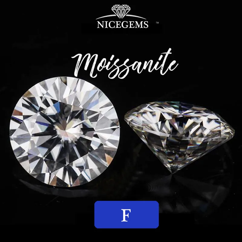 NiceGems Муассанит 3CTW круглые блестящие Сердца и стрелы вырезать цвет меньше 9 мм F