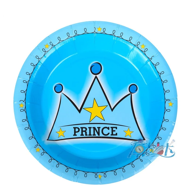 50 шт./лот из 7-дюймовой бумаги с принцем короной тарелка посуда для дня рождения