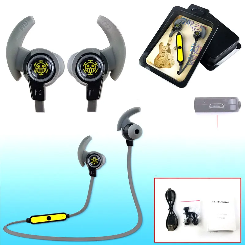 Аниме цельные Trafalgar Law Skull беспроводные наушники и гарнитура Bluetooth спортивные для
