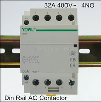 4p 32a 4no 220v230v 400v 5060hz 35mm din rail modular ac contactor house ac contactor