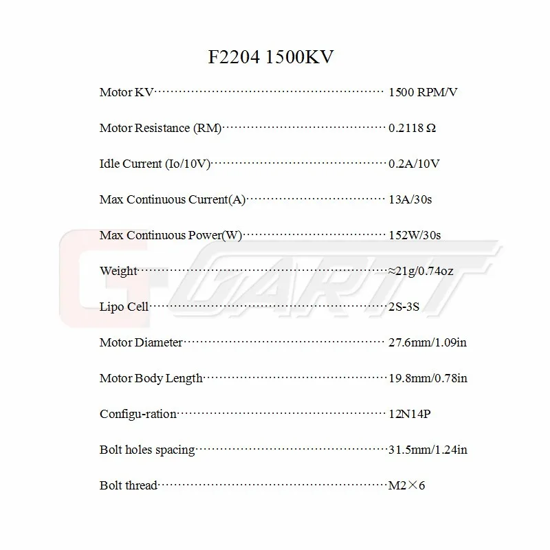 GARTT F 2204 1500KV бесщеточный двигатель для KT F3P RC самолет с фиксированным крылом
