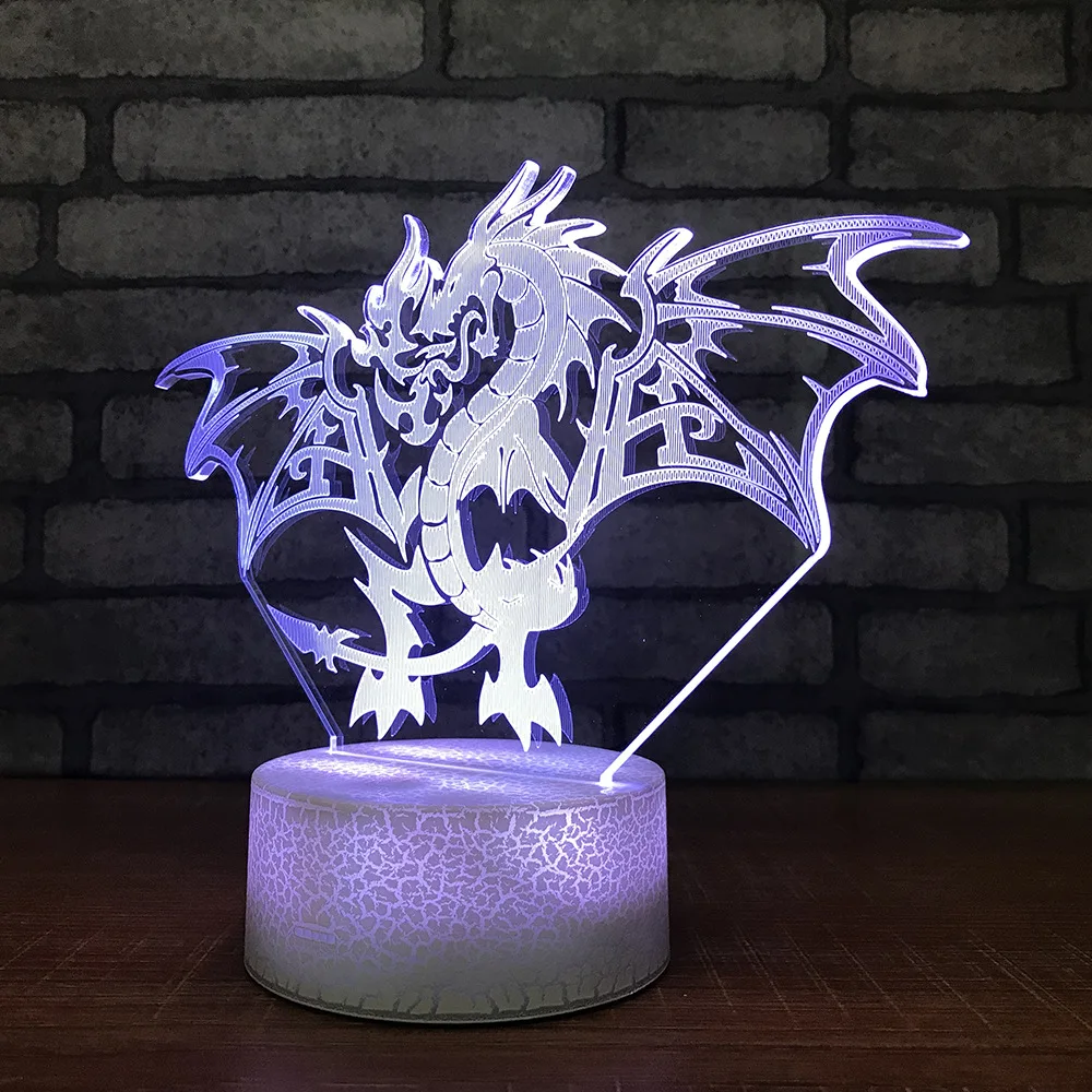 Источник Fire Dragon 3d ночной Светильник цветной Usb энергосберегающий прикроватный