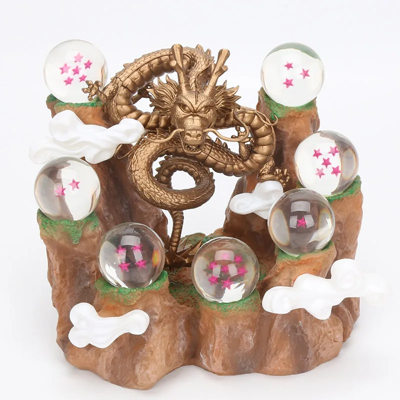 golden4cmset inbox 15 см аниме Dragon Ball Z фигурка Shenron с фоновыми сценами модель игрушки фигурка "Dragon Ball" DBZ Shenlong хрустальные шары - Цвет: golden4cmset inbox