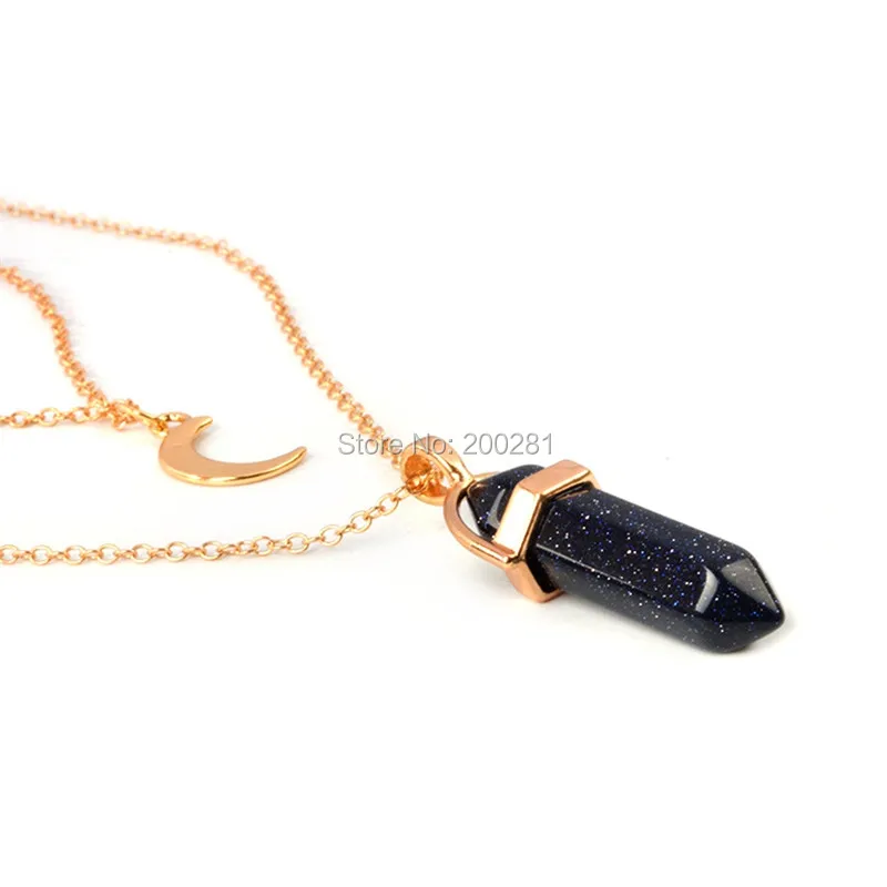 Женские двойной Слои колье-чокер летний богемный стиль натуральный камень кулон