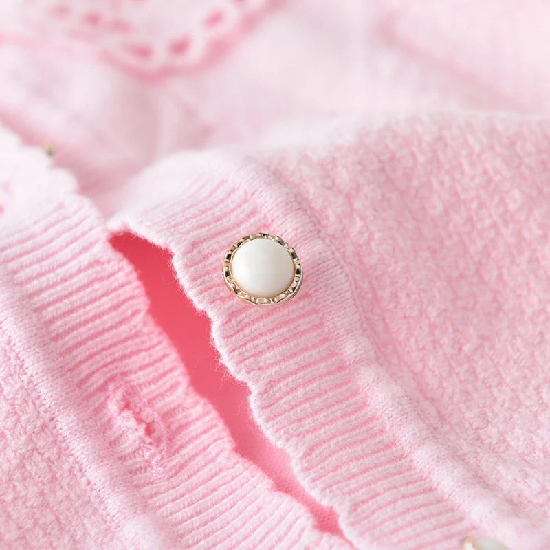 Вязаный хлопковый свитер с круглым вырезом для маленьких девочек Свитера