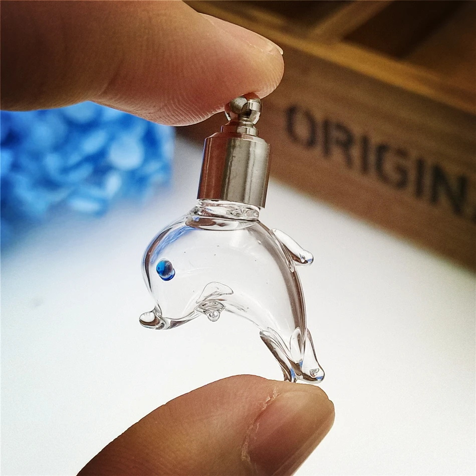 20 шт. стеклянные подвески в виде дельфина с винтовой крышкой|pendant 3|pendant brasspendant bottle