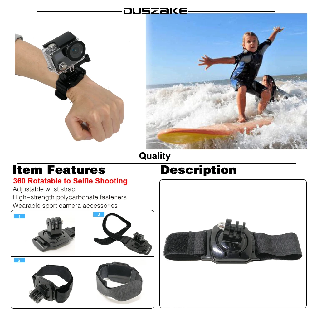 DUSZAKE DG29 крепление для Gopro аксессуары чехол Go pro Hero 5 комплект ремешок Pro 6 Xiaomi Yi 4