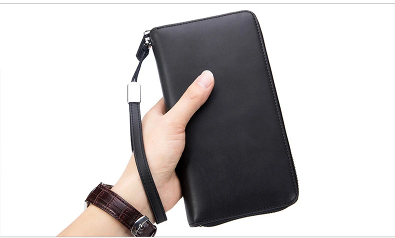 SOUTH GOOSE Fashion Leather Wallets Men RFID Anti Theft Business Long Clutch Wallets Women Large Capacity Travel Passport Purse