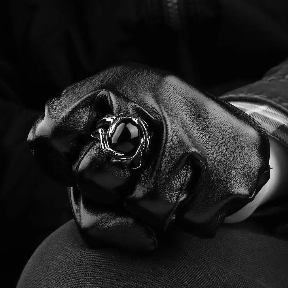 Acier titanium для Манн uomo винтажные супергерой черный камень bague anillo juwelen Оптовые много