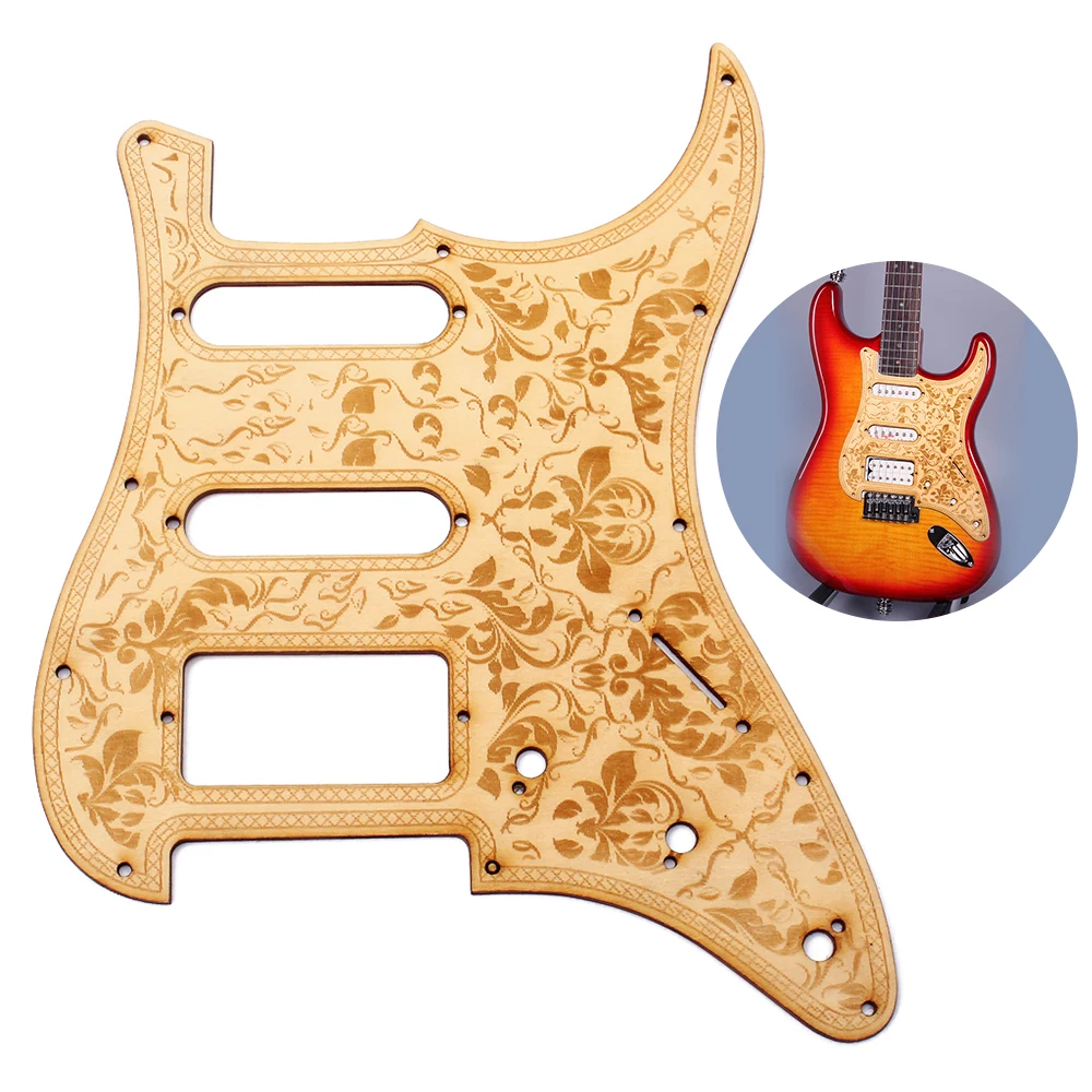 

SSH Wooden Guitar Pickguard Maple Wood with Decorative Flower Pattern for Electric Guitars