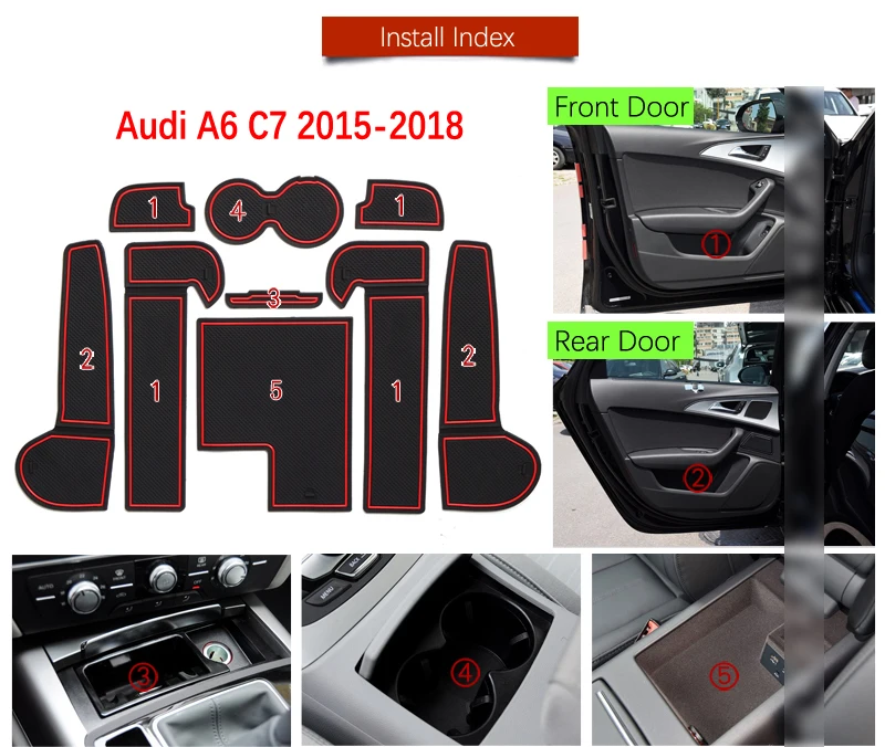 Противоскользящие коврики с прорезями для ворот коврик Audi A6 C7 2015 2016 2017 2018 4G RS6 S6 S