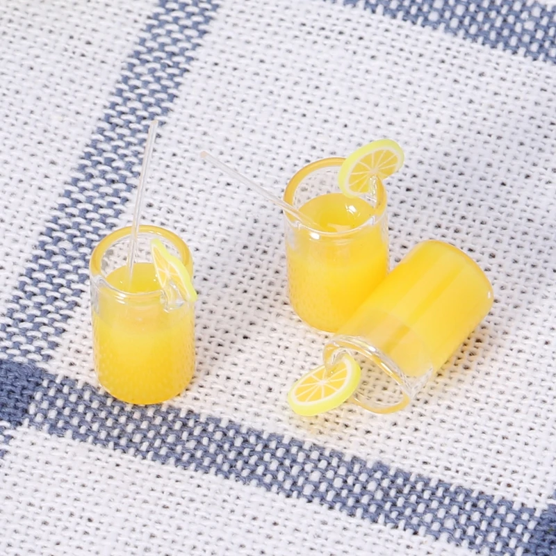 2 шт. 1:12 чашки для воды с лимоном аксессуары кукольного домика Миниатюрная