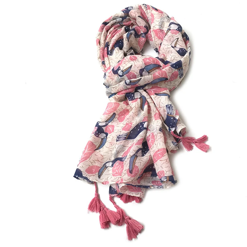 Шарф женский хлопковый с кисточками модная шаль для весны и осени солнцезащитный