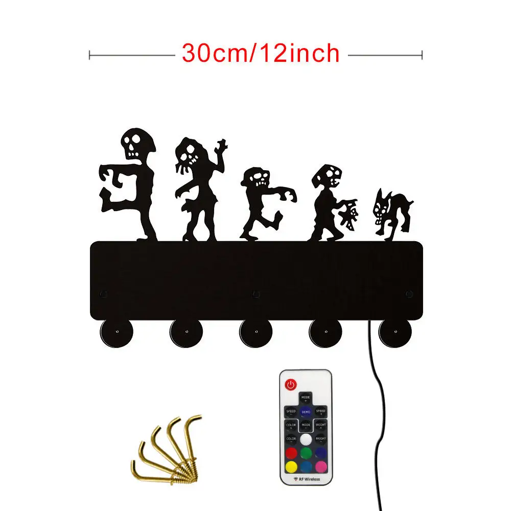 Zombies Attack светодиодный настенный крючок шляпа Вешалка держатель для ключей Мы