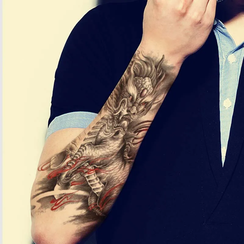New Sexy Fashion Dragon Temporary Tattoos Metal Arm Large Tattoo Stickers Jewelry Flash Body Art Beauty Sticker | Красота и здоровье