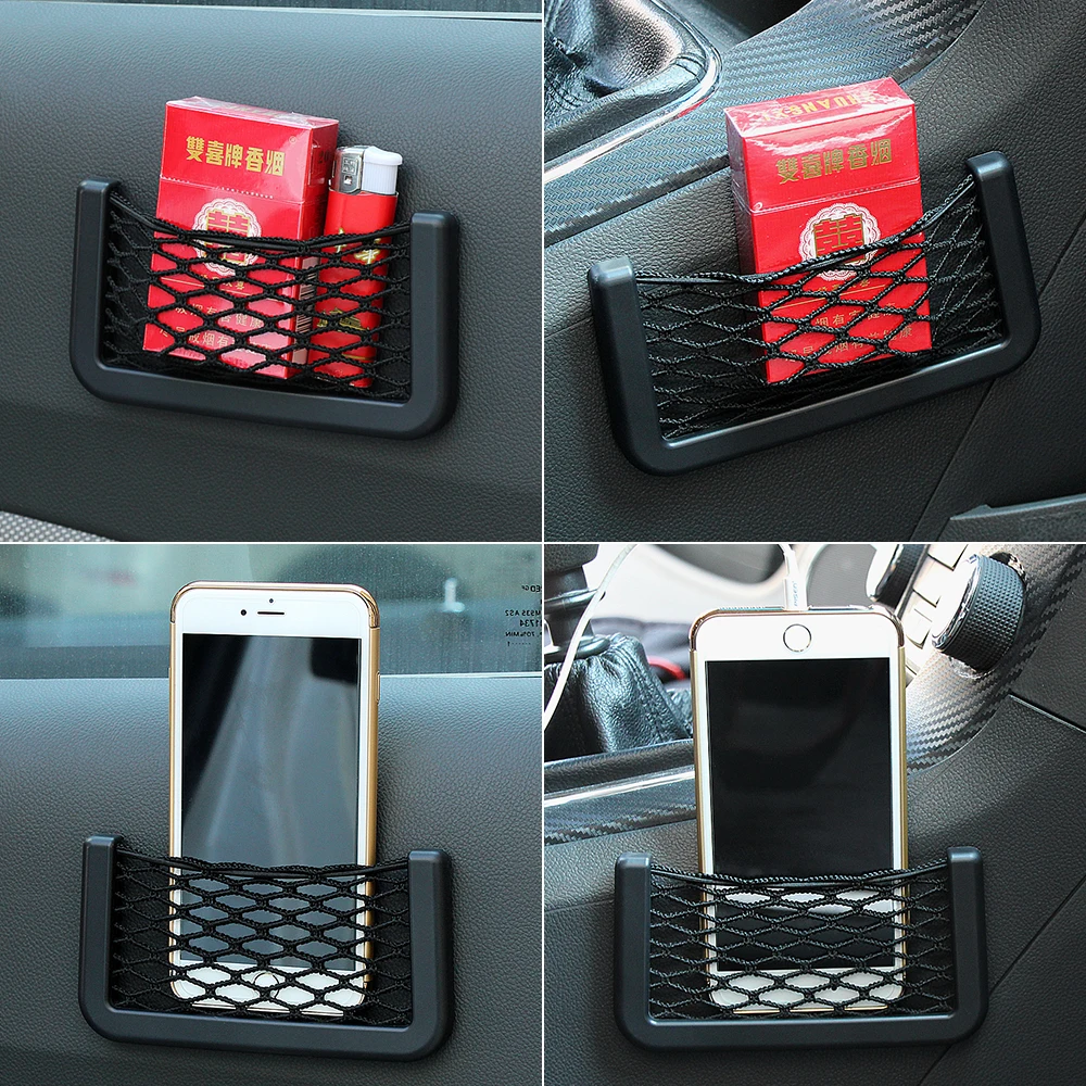 Universal Small Car Seat Side Back Storage Net Bag String Mesh Pocket Organizer Stick-on for Wallet Phone | Автомобили и