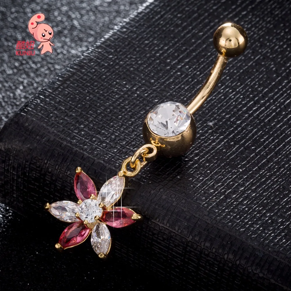 2018 Новые Горячие Роскошные циркониевые кристаллы цветок кольца для пупка