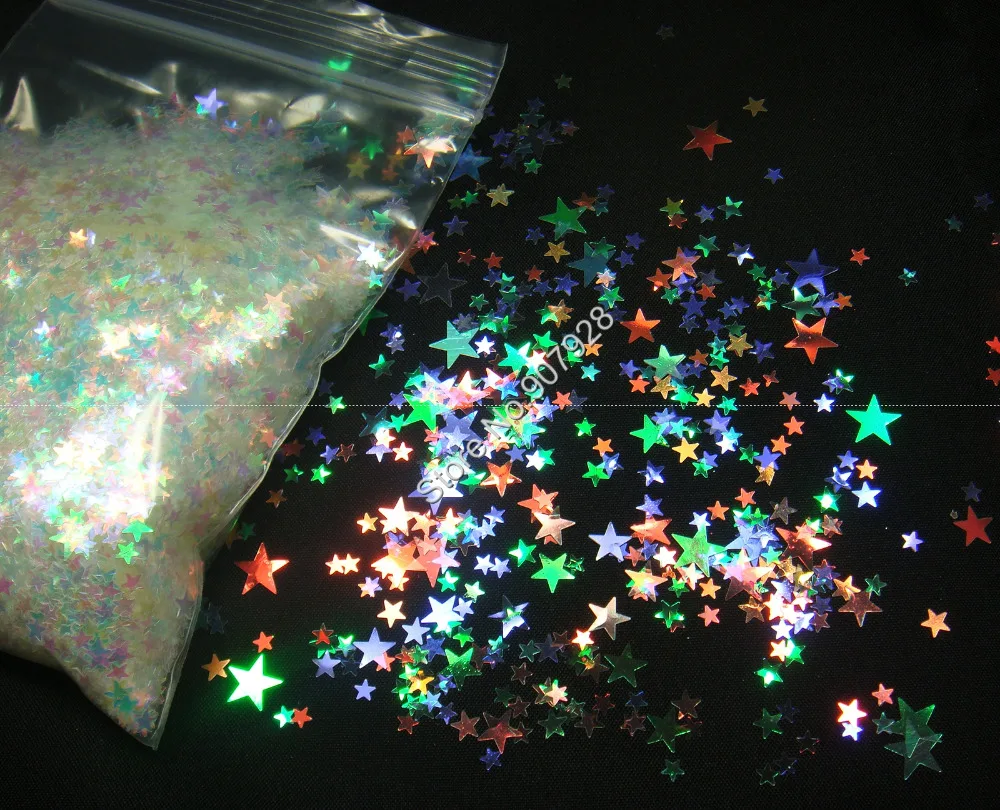 Mix Nail Glitter Star Iridescent White Color with colorful tint powder for acrylic nail gel polish and make up | Красота и здоровье