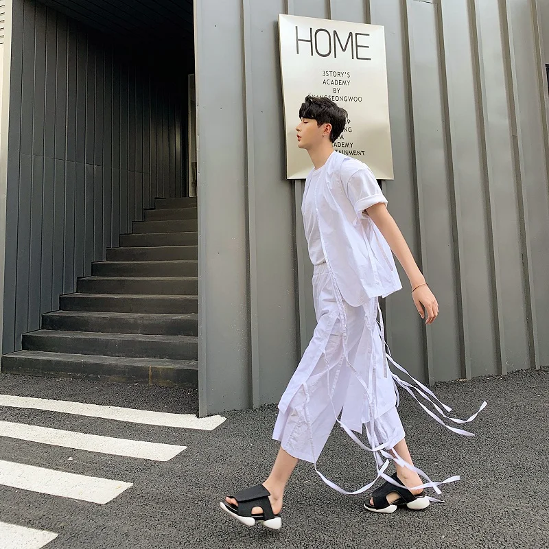 Для мужчин свободные прямые юбки брюки Япония Кимоно Повседневное Широкие штаны