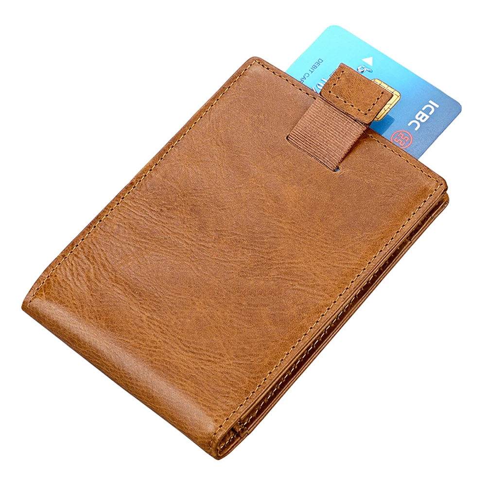 RFID Crazy Horse из натуральной кожи двойной тонкий бизнес кошелек Роскошный мини ID