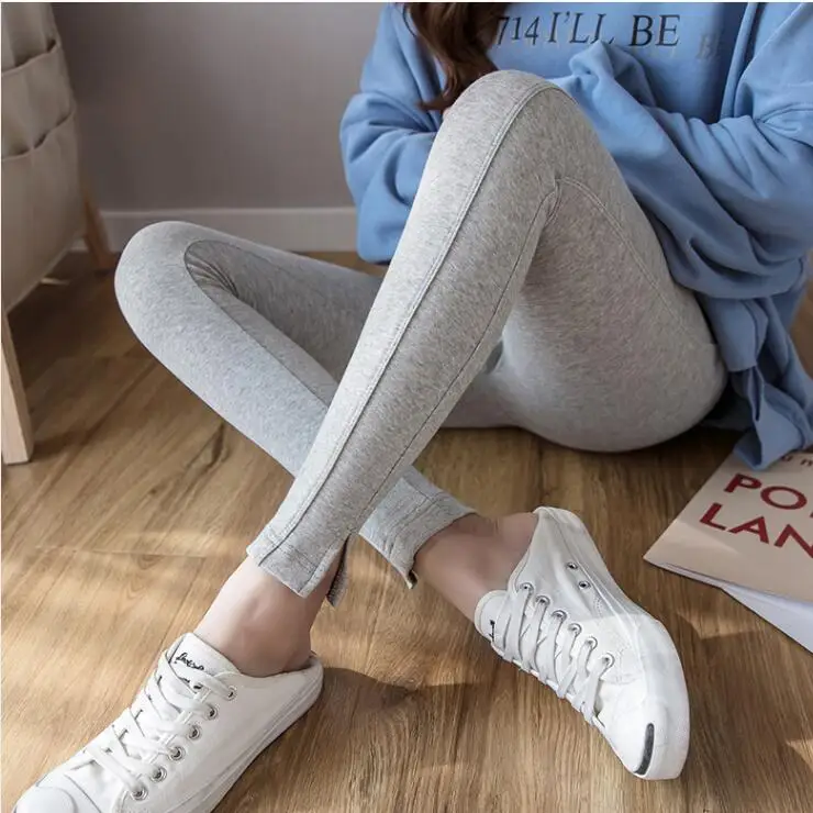 316 Light Grey 323# весенне-Осенние эластичные хлопковые Обтягивающие Леггинсы для беременных, леггинсы с высокой талией для живота, Одежда для беременных женщин, штаны для беременных - Цвет: 316 Light Grey