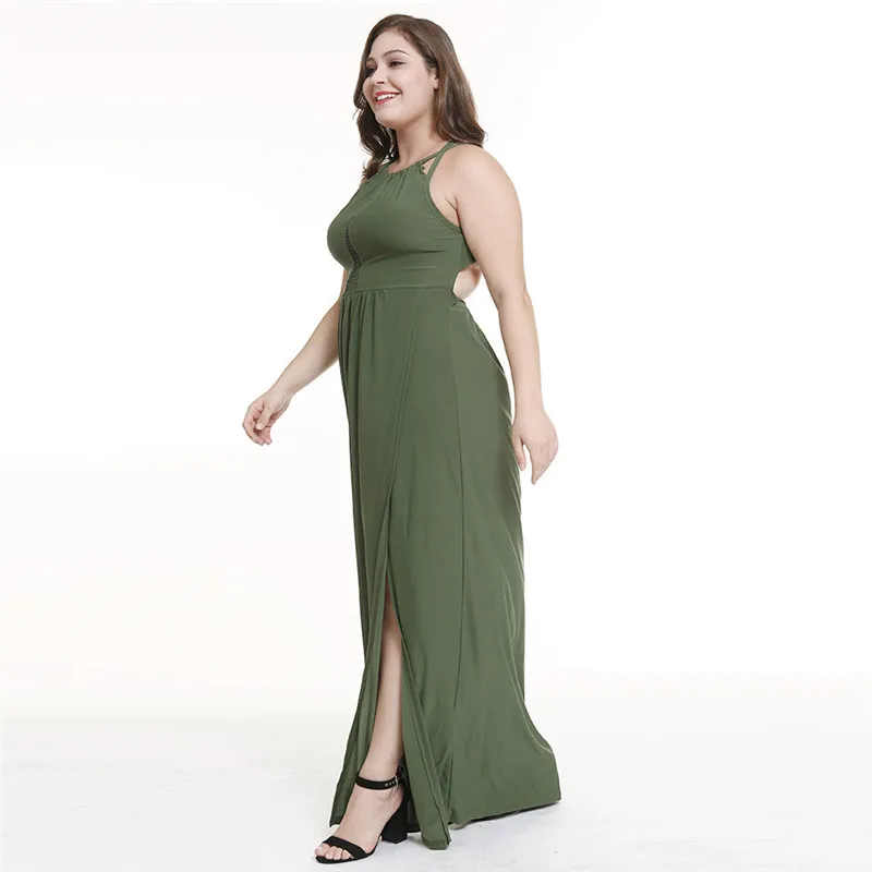 Женское платье-макси с разрезом на тонких бретельках | Женская одежда