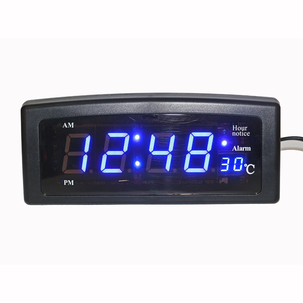 Digital Table Clock With Temperature Display Big Numbers Easy To Red For Home Living Room