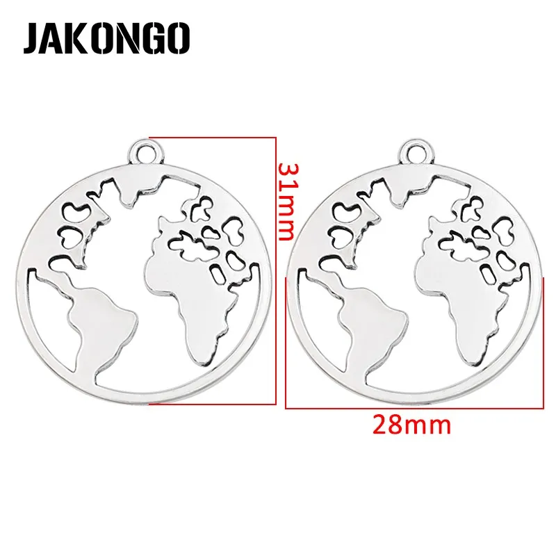 JAKONGO 5 шт. античные посеребренные Подвески с картой мира для изготовления