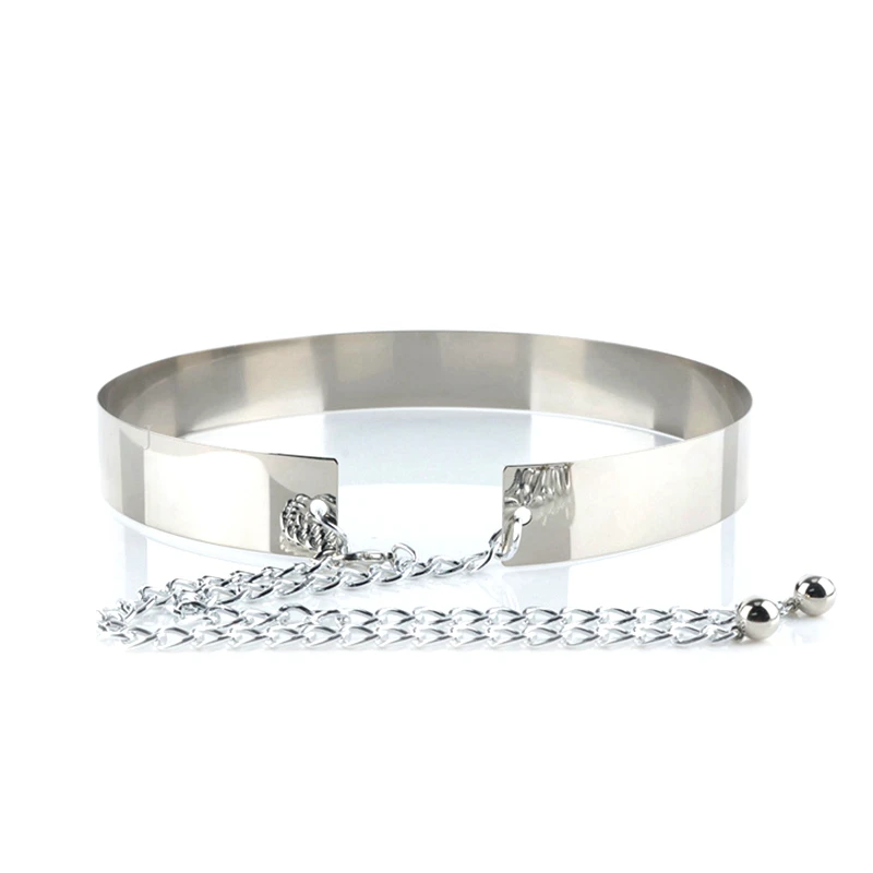 3.5 см широкий женский пояс серебристым металлическим ремешком яркая бижутерия