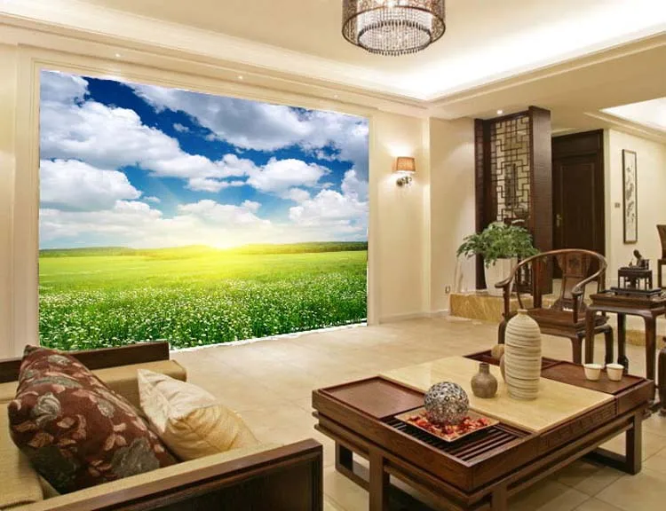 

Custom 3d mural natural scenery wallpaper living room Children room restaurant background blue sky white clouds wallpaper mural