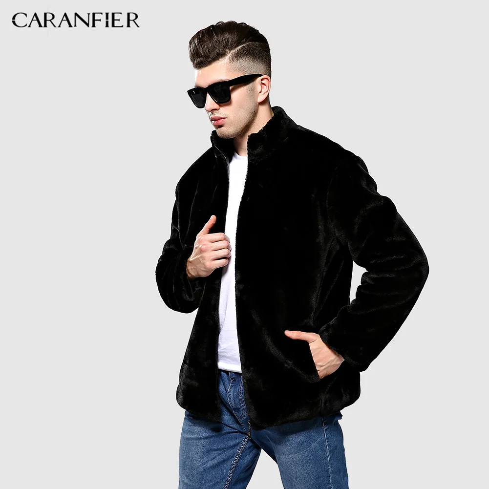CARANFIER Мужское пальто зимние толстые теплые куртки искусственный бархат Модные
