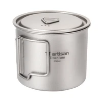 tiartisan pure titanium 550ml outdoor camping cooking pot water cup tea coffee mug backpack cookware
