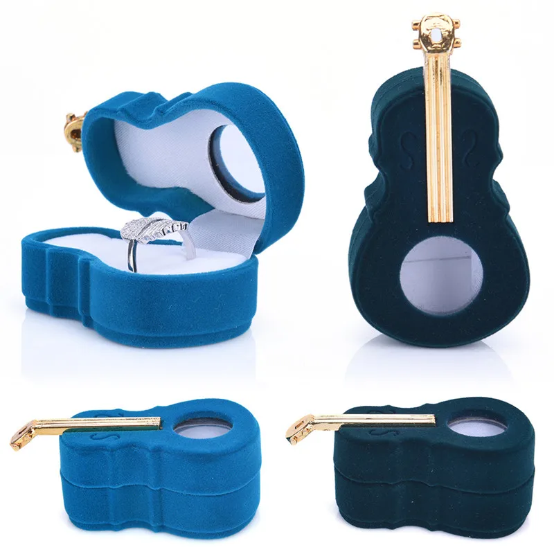

Violin Design Velvet Ring Box Earring Necklace Jewelry Storage Case Wedding Party Favor