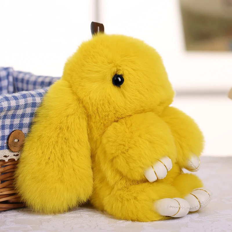 

Cute Plush Bunny Keychain Women Fur Pom Pom Angel Rabbit Key Ring Hare Pompom Plush Dolls Toy Girls Bag Car Key Pendant
