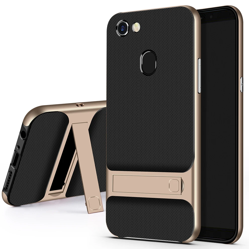 Royce Gold Чехол на заднюю панель мобильного телефона противоударный для OPPO F5 OPPOF5 силиконовый чехол 3D подставка держатель TPU PC Hybrid 360 полный защитный чехол сумка - Цвет: Royce Gold