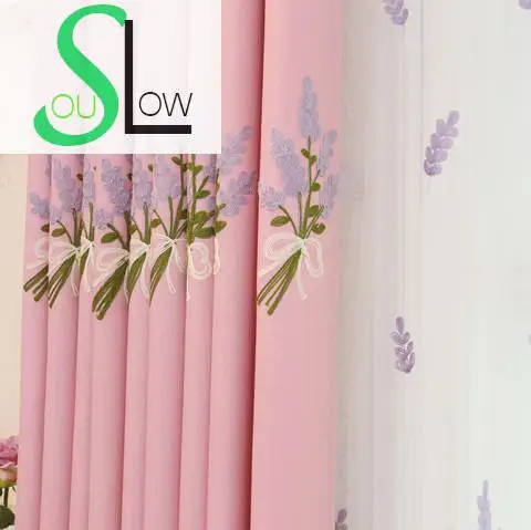 Фиолетовые и розовые занавески с лавандой Slow Soul вышитые пасторальные цветочные