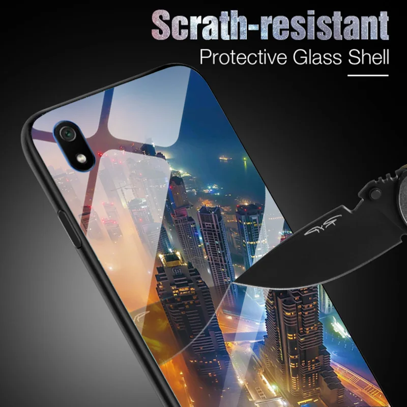 Чехол для телефона из закаленного стекла Xiaomi Redmi 7 чехол на заднюю панель с мягким