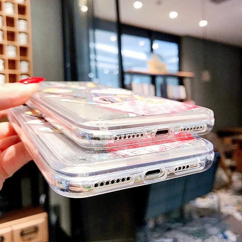 Косметический чехол с сияющими блестками чехол для iPhone 7 XS Max XR X 6 8 Plus жесткая динамическая жидкая косметика Помада флакон для парфюма чехол для телефона