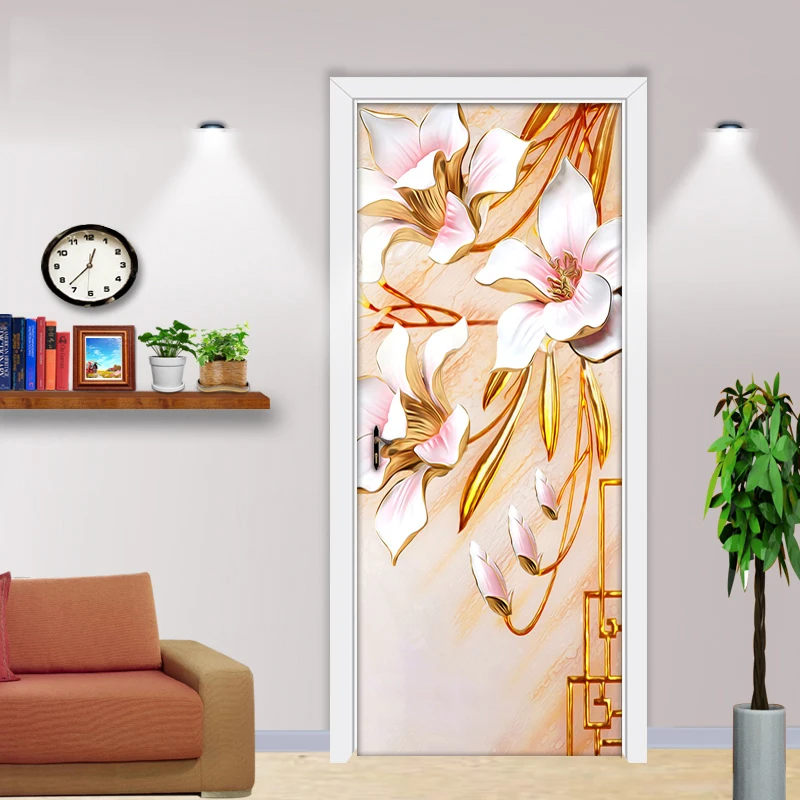 3D Door Sticker DIY Self-adhesive Waterproof Mural PVC Vinyl Wallpaper Wall Decals Living Room Bedroom Decoration Stickers | Дом и сад
