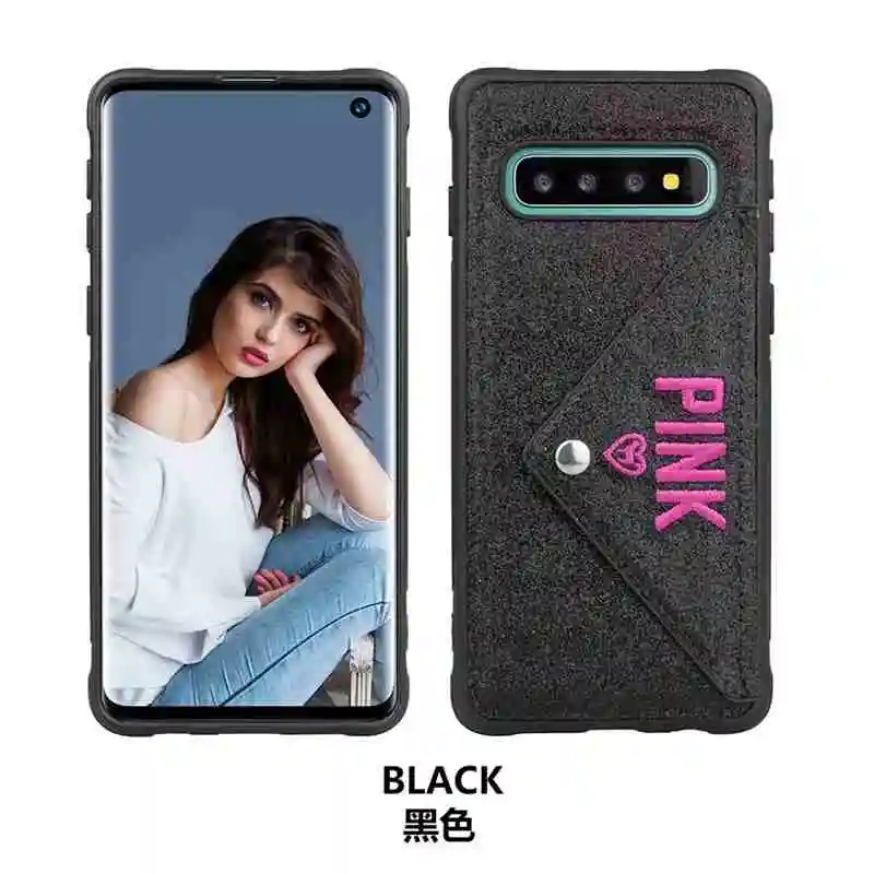 Модный 3D кожаный конверт чехол для телефона iphone 6 6s 7 8 plus x xs max xr блеск розовый Victorias кошелек секрет fundas coque - Цвет: Black