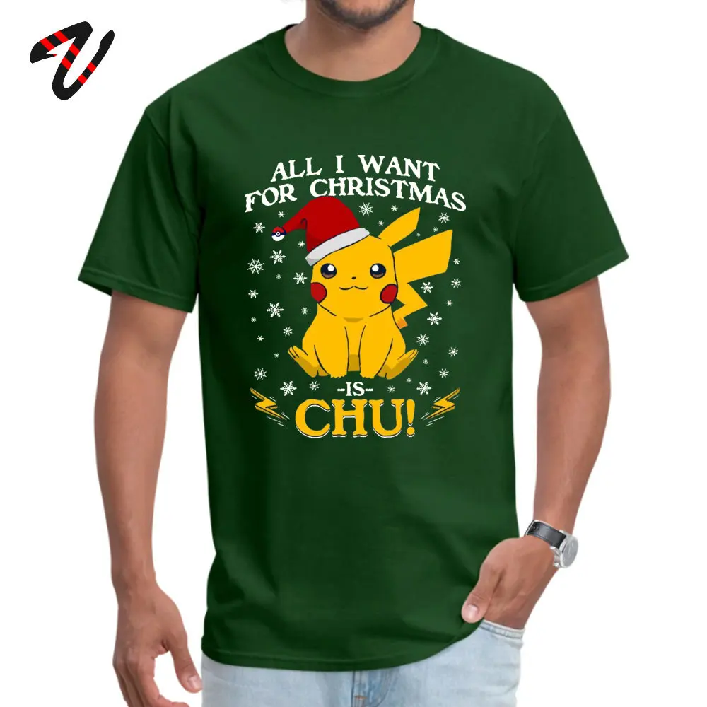 Dark Green Счастливого Рождества футболки Пикачу для мужчин Покемон Snorlax Пользовательские топы День рождения Футболка год день хлопок Повседневная Camiseta - Цвет: Dark Green