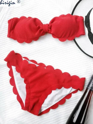 Волна сплошной Hirigin Для женщин Купальники Push Up Мягкий бюстгальтер комплект