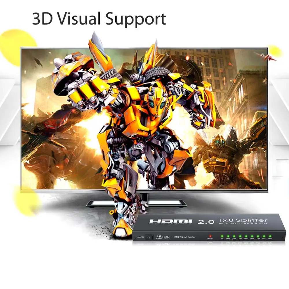 Neoteck 1 в 8 Выход HDMI-совместимый 2 0 сплиттер поддержка 4K/60Hz YUV 4:4:4 HDR