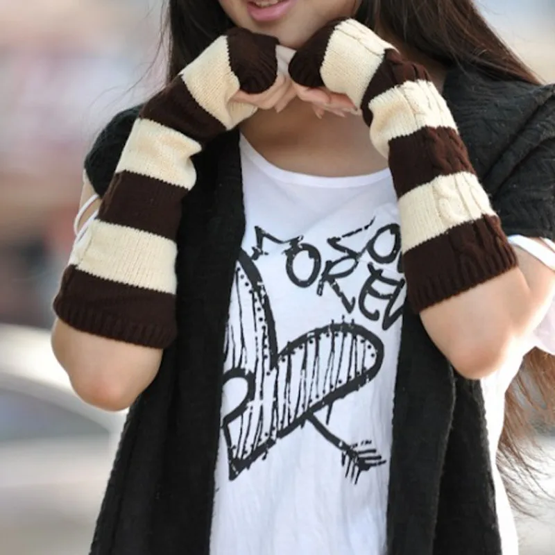 Женские зимние перчатки 2017 Модные женские в Корейском стиле теплые без пальцев