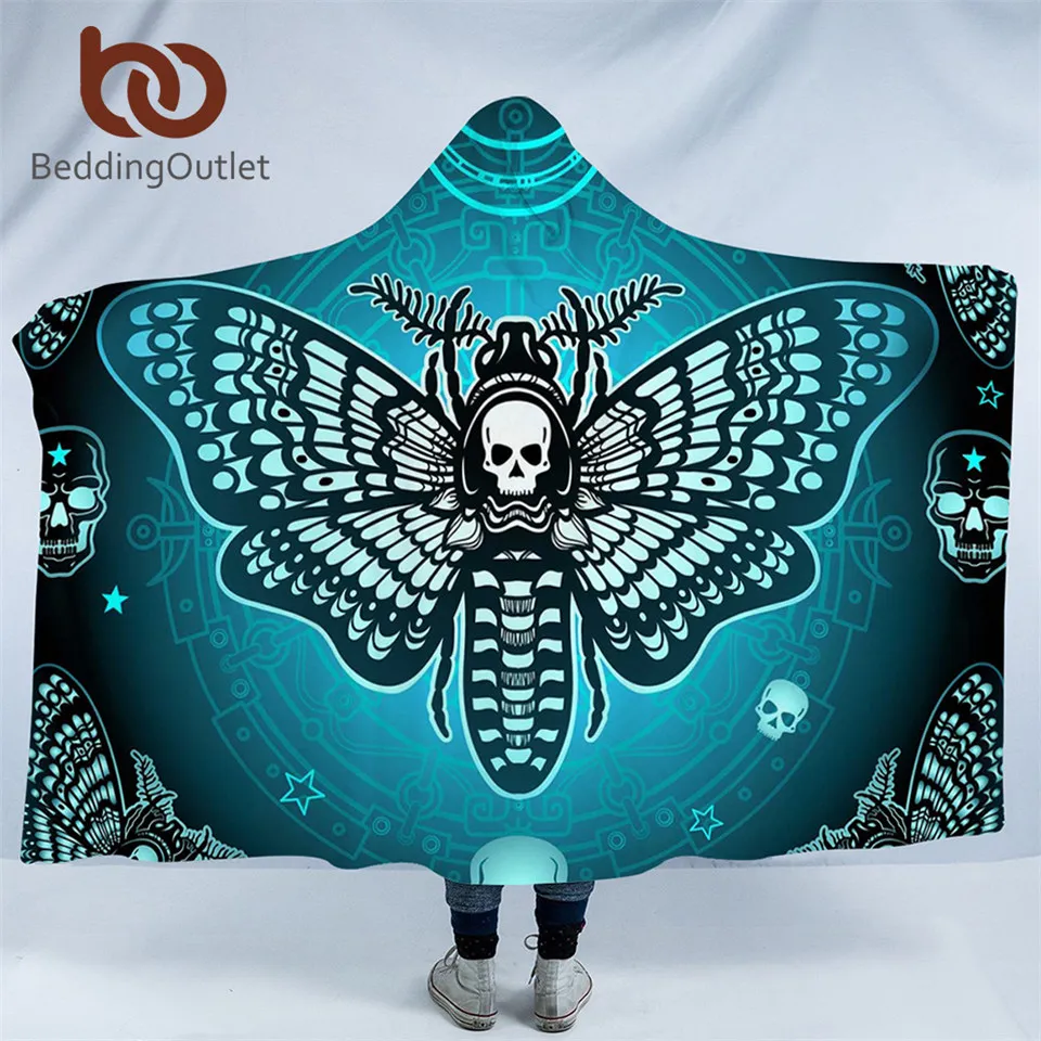 Постельные принадлежности Outlet Death Moth одеяло с капюшоном Готический Череп синие